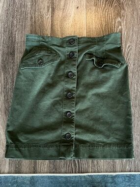 Ann Taylor Olive Button-Front Mini Skirt